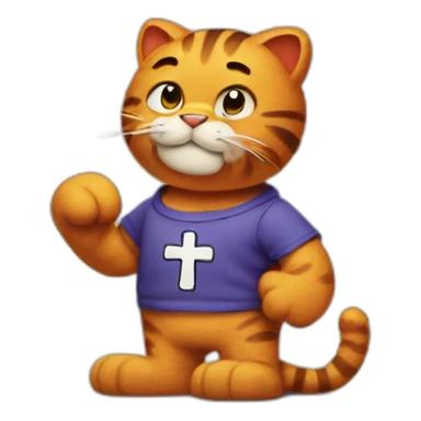 Garfield with a cross arm band sticker