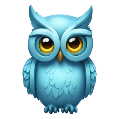 light blue owl cartoony and cyberpunk transparrent back round sticker