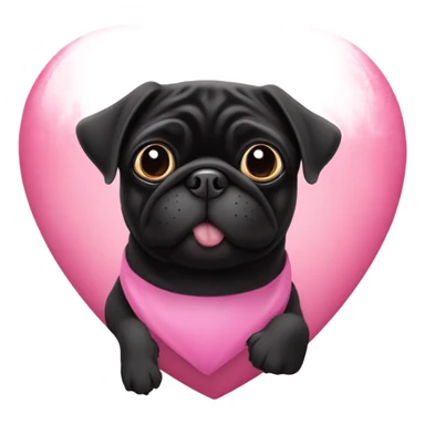 Black pug in a pink heart sticker