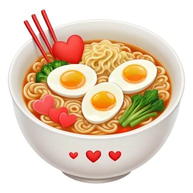 Ramen with hearts sticker
