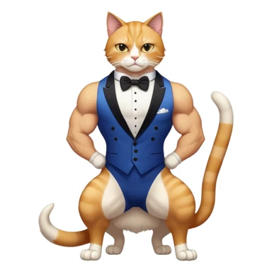 Super muscular Buff sigma Gigachad cat full body tuxedo colored  sticker