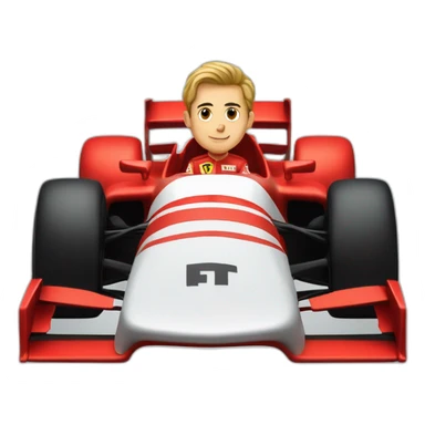 Smart young man racing in Ferrari formula one car sticker