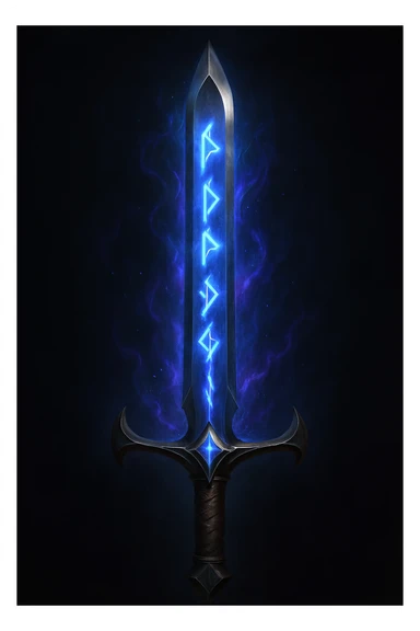 fantasy sword with glowing runes sticker