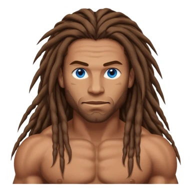 muscular man with long brown dreads and blue eyes sticker