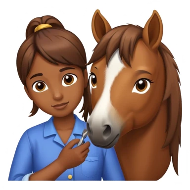 person grooming a pony sticker