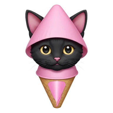 A mostly black kitten with a white chest and a plastic cone on around his head after surgery sticker