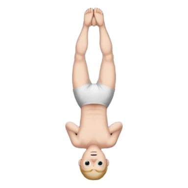 a white person with their body turned upside down on a black background sticker