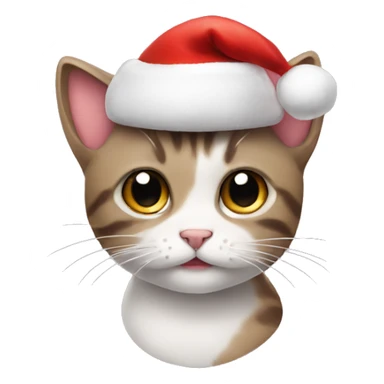 small cat with christmas hat  sticker