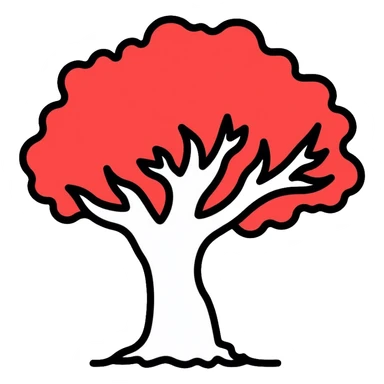 white tree with red foliage sticker