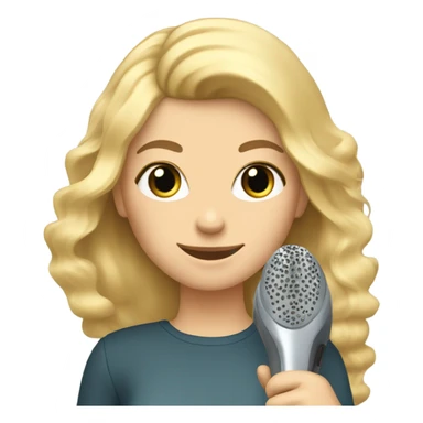 Blonde haired woman with blow dryer and brush in hands  sticker
