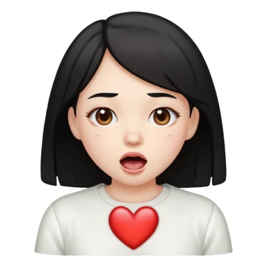 Heart-eyes emoji with a heart next to it and drooling
Black-haired girl, loves white sticker
