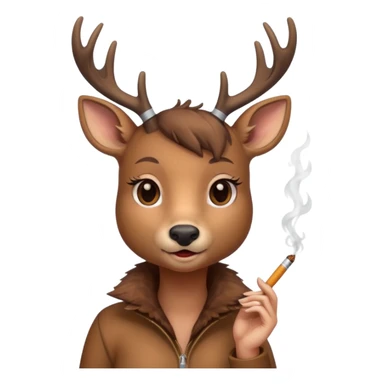 Cute female deer with cigarette sticker