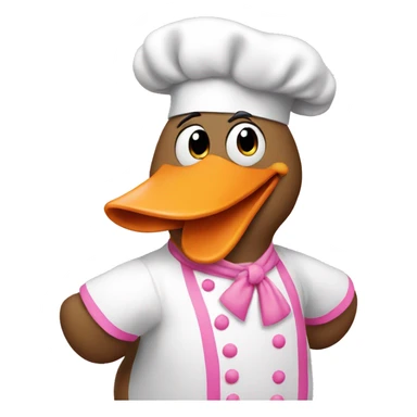 A goose dressed like a pink chef sticker
