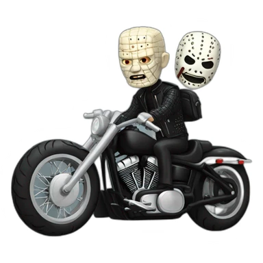 hellraiser pinhead driving harley davidson bike sticker