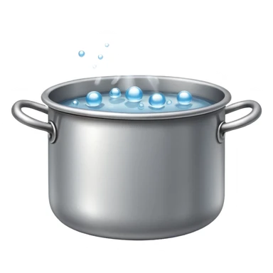 small metal pot filled with boiling water on a stove, visible hot steam and rising bubbles, realistic heat effect, shiny pot surface, bright lighting, clean white background

 sticker