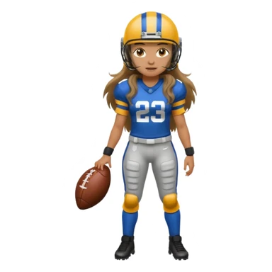 Long Haired Football Players, Female player, full body sticker