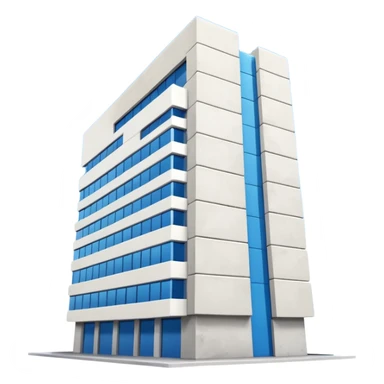 blue and white building from an up left angle sticker