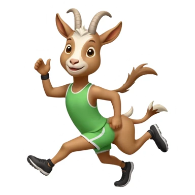 friendly anthropomorphised goat jogging upright in a new outfit, relaxed pose sticker