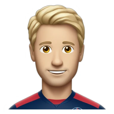 white man wearing PSG soccer jersey sticker