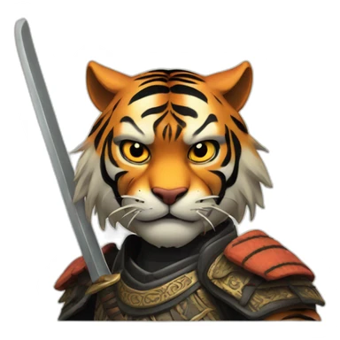 Tiger with evil face  samurai sticker