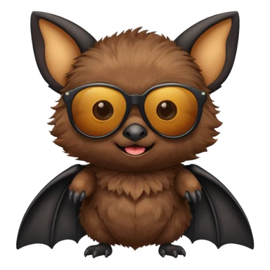 cute black bat with sunglasses, full body sticker