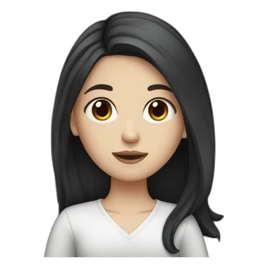 white girl dark hair with her laptop sticker