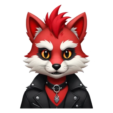 Anthropomorphic Anthro Furry punky gothic black white and red badass cool stylish handsome smexy Animal-furry-fursona sticker