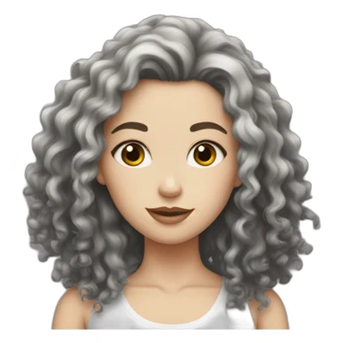 White girl with black frizzy hair sticker