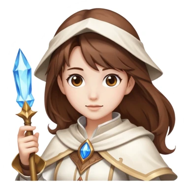 Pretty girl brown hair white mage casting freeze sticker