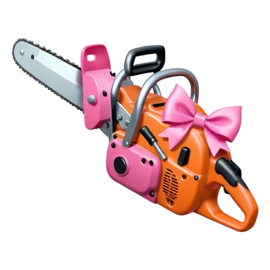 chainsaw with a pink bow sticker