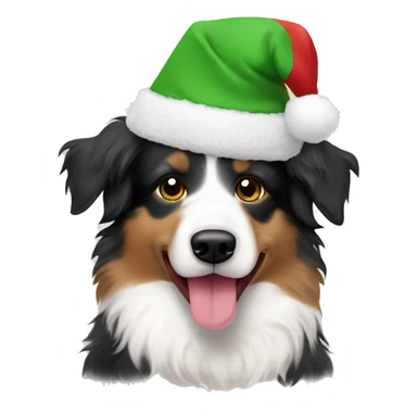 Australian Shepherd mixed with poodle Christmas hat on top sticker