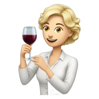 profesora rubia bebiendo una copa de vino sticker