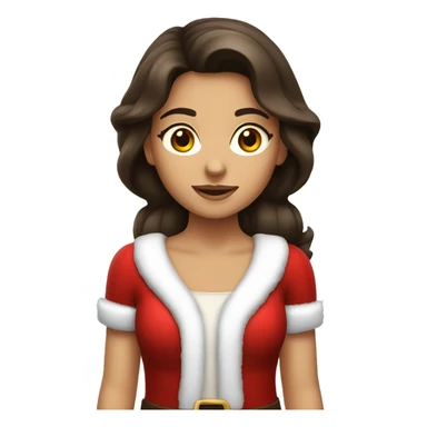 Brunette girl Santa Claus sticker
