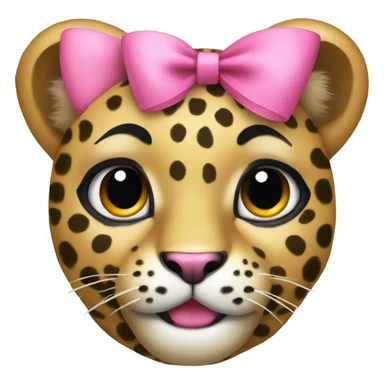 A leopard with a pink bow sticker