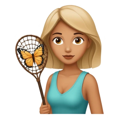 woman holding butterfly net sticker