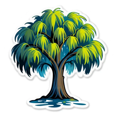 A weeping willow tree with fairies in it sticker