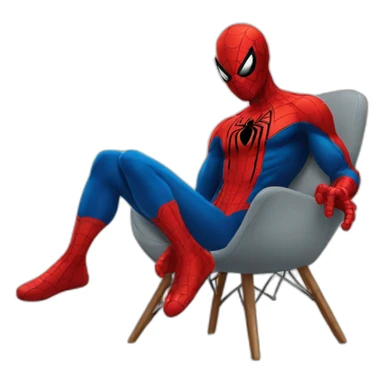 Spiderman sit on a chair sticker