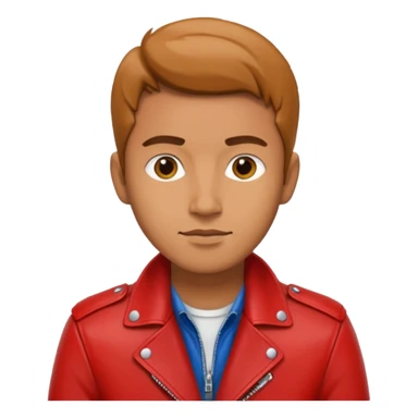 Motorbiker man with red leather jacket sticker