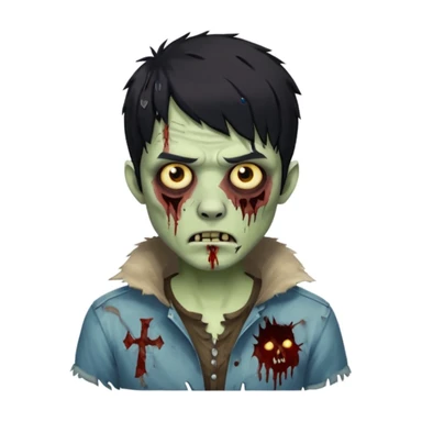 Zumbi homem com o cabelo no corte Wolf cute de franja lisa preta sticker