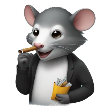 oppossum smoking a cigarette sticker