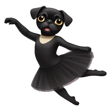 Black pug dancing ballet sticker