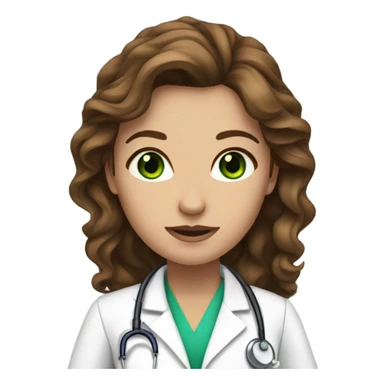Female green eyes long brown wavy hair doctor  sticker