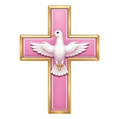 Pink and white simple holy cross with a dove  sticker