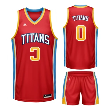 red, yellow, white titans basketball jersey with NO blue accent color sticker