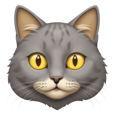 A gray cat with yellow eyes named max he is very cute and  he is a boy add text saying I made Maw an emoji sticker