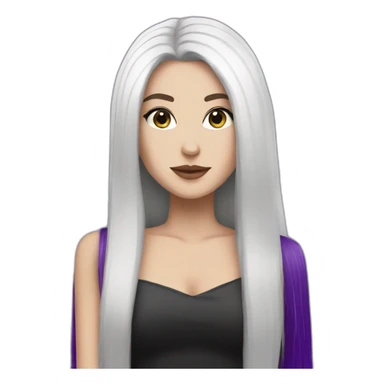 White girl with long straight black hair and purple streak hair Raven Queen sticker