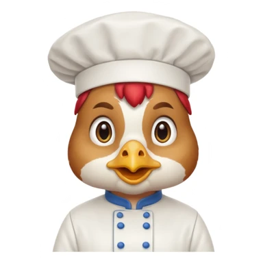 Gallina con ropa de chef con una cara de conflicto de aprovacion y demostracion sticker