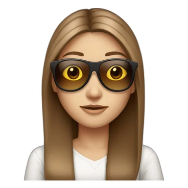 white girl with long straight brown hair wearing sunglasses sticker