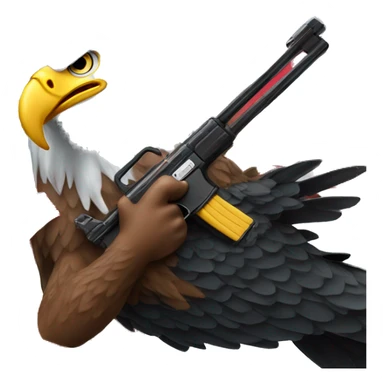 American Flag with a toy gun and A bald eagle  sticker