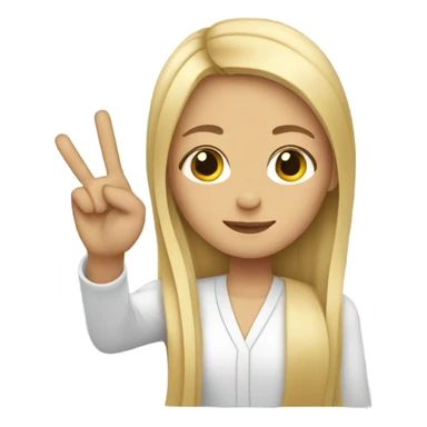 Blonde girl with long straight hair peace sign sticker